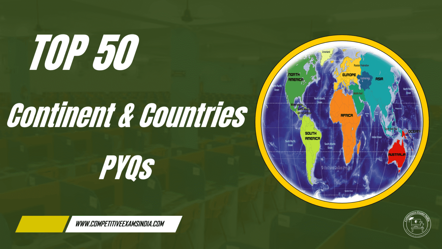 Top 50 Continent and Countries PYQs Quiz in Telugu and English | World ...