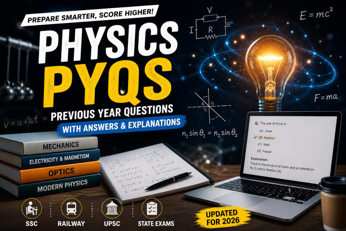 Questions Pyhsics Top 250+ Physics PYQs with Answers (SSC, Railway, UPSC) – Chapter-wise ...