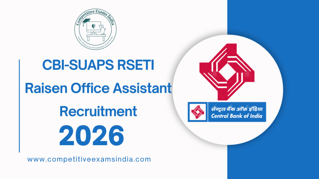 CBI-SUAPS RSETI Raisen Office Assistant Recruitment 2026