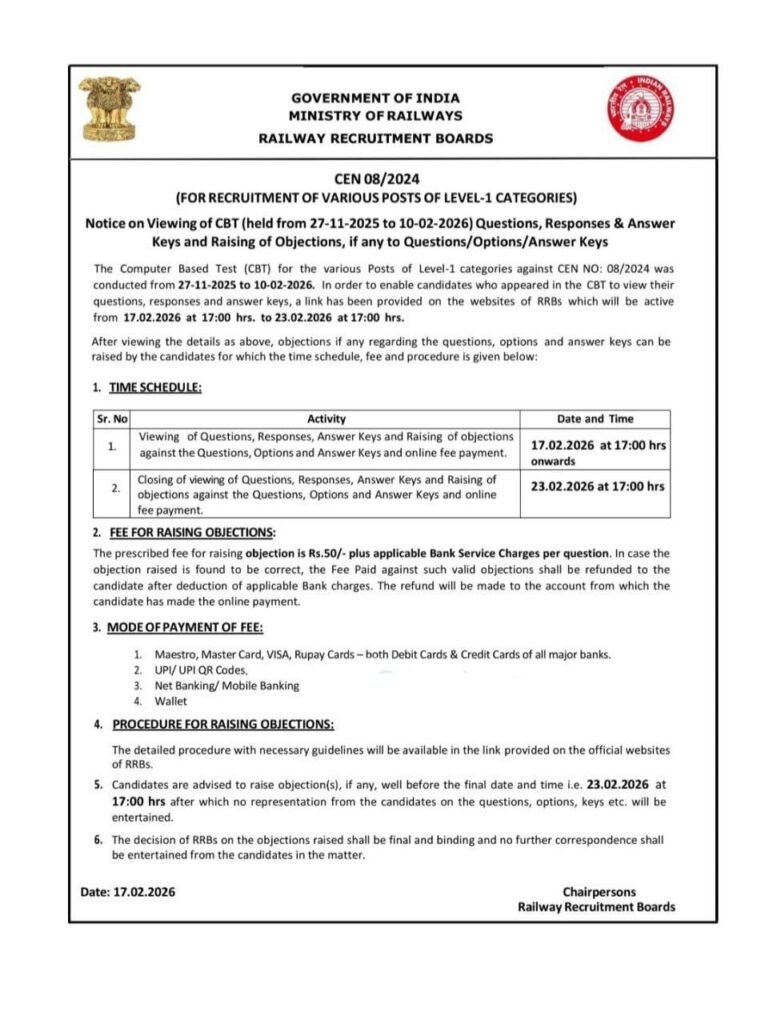 RRB Group D Answer Key 2026