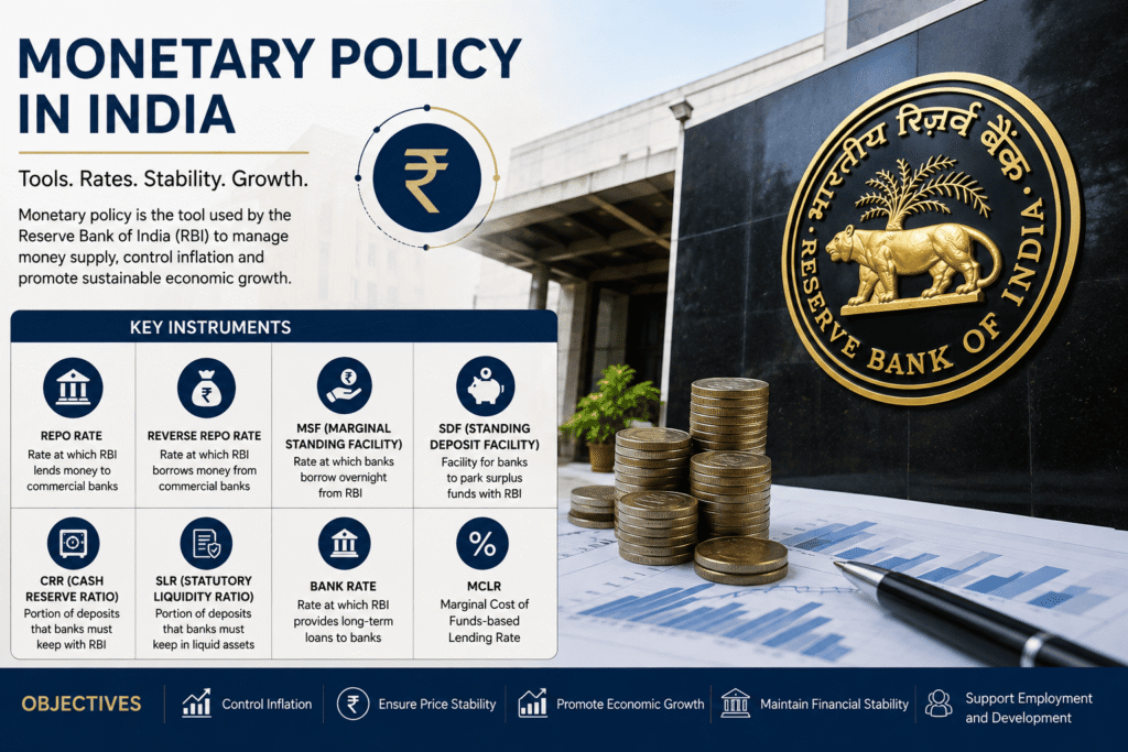 Quantitative English Examples Monetary Policy in India: RBI, Repo Rate, CRR, SLR, MSF, SDF & MCLR