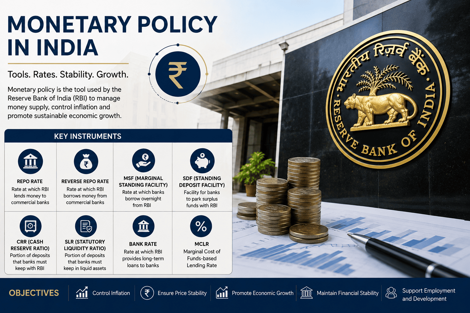 Quantitative English Examples Monetary Policy in India: RBI, Repo Rate, CRR, SLR, MSF, SDF & MCLR